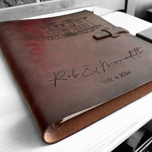 Personalized Leather Photo Album with 200 - 4x6 Sleeves and Scrapbook Pages